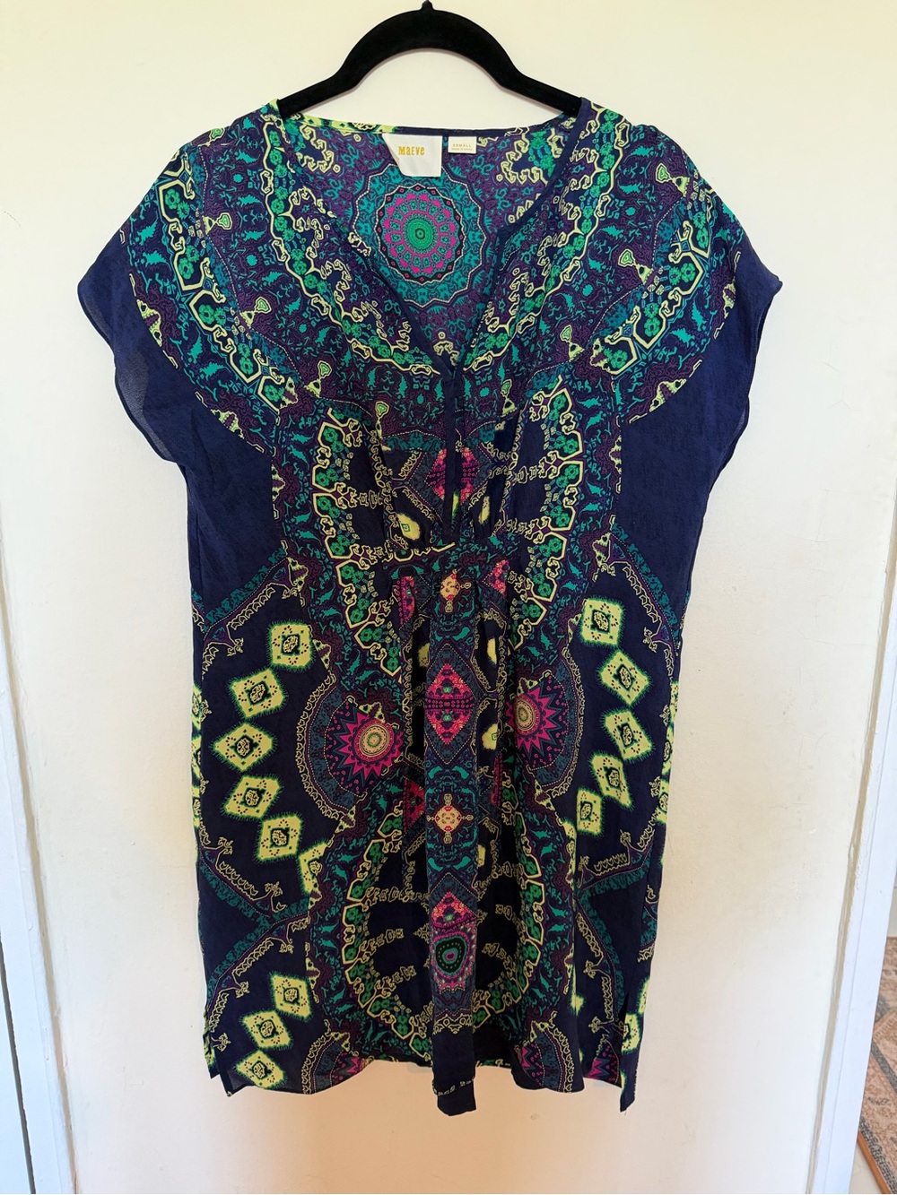 Maeve Purple Tunic with Teal and Fuchsia Medallion Print